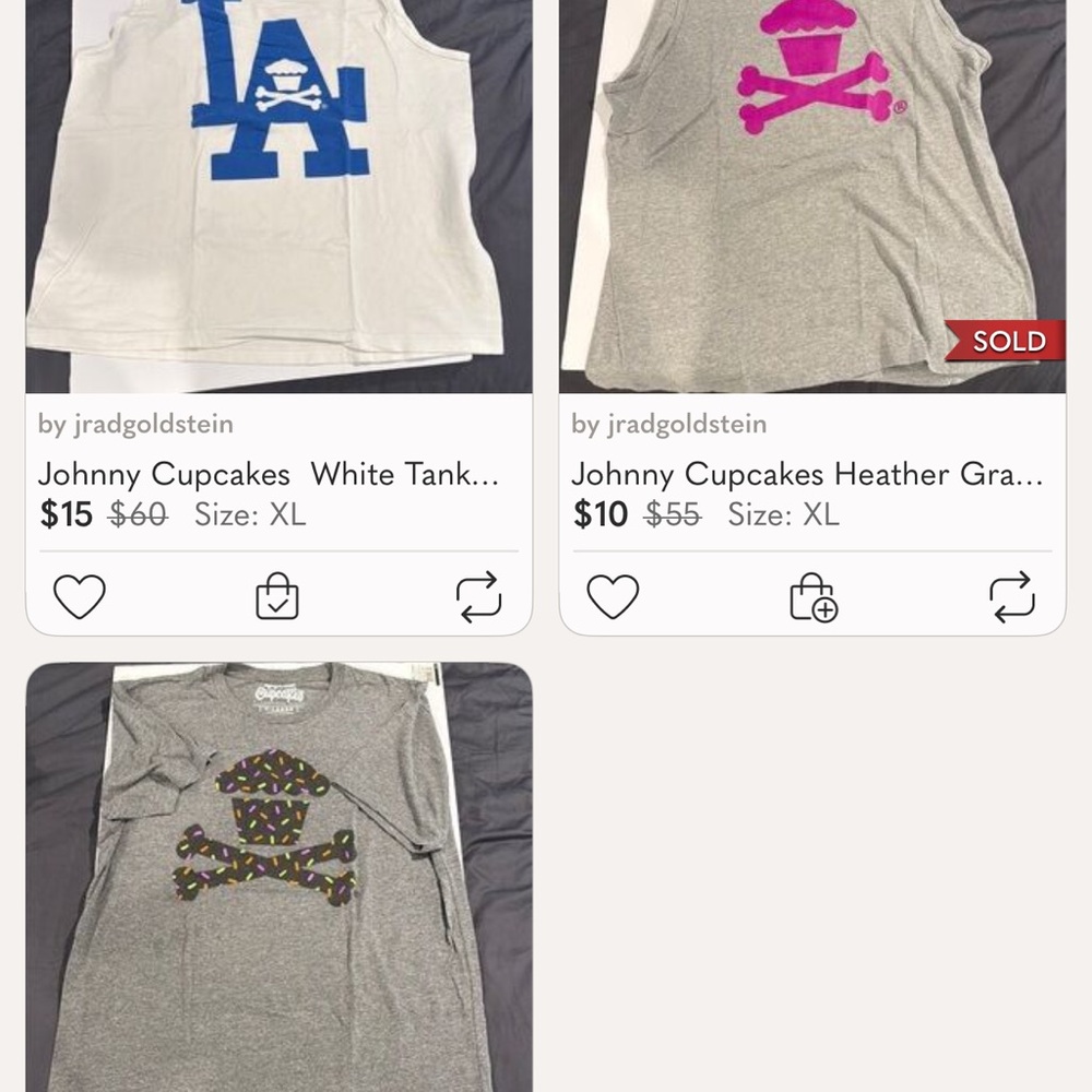 Johnny Cupcakes Gray Graphic Tank Top